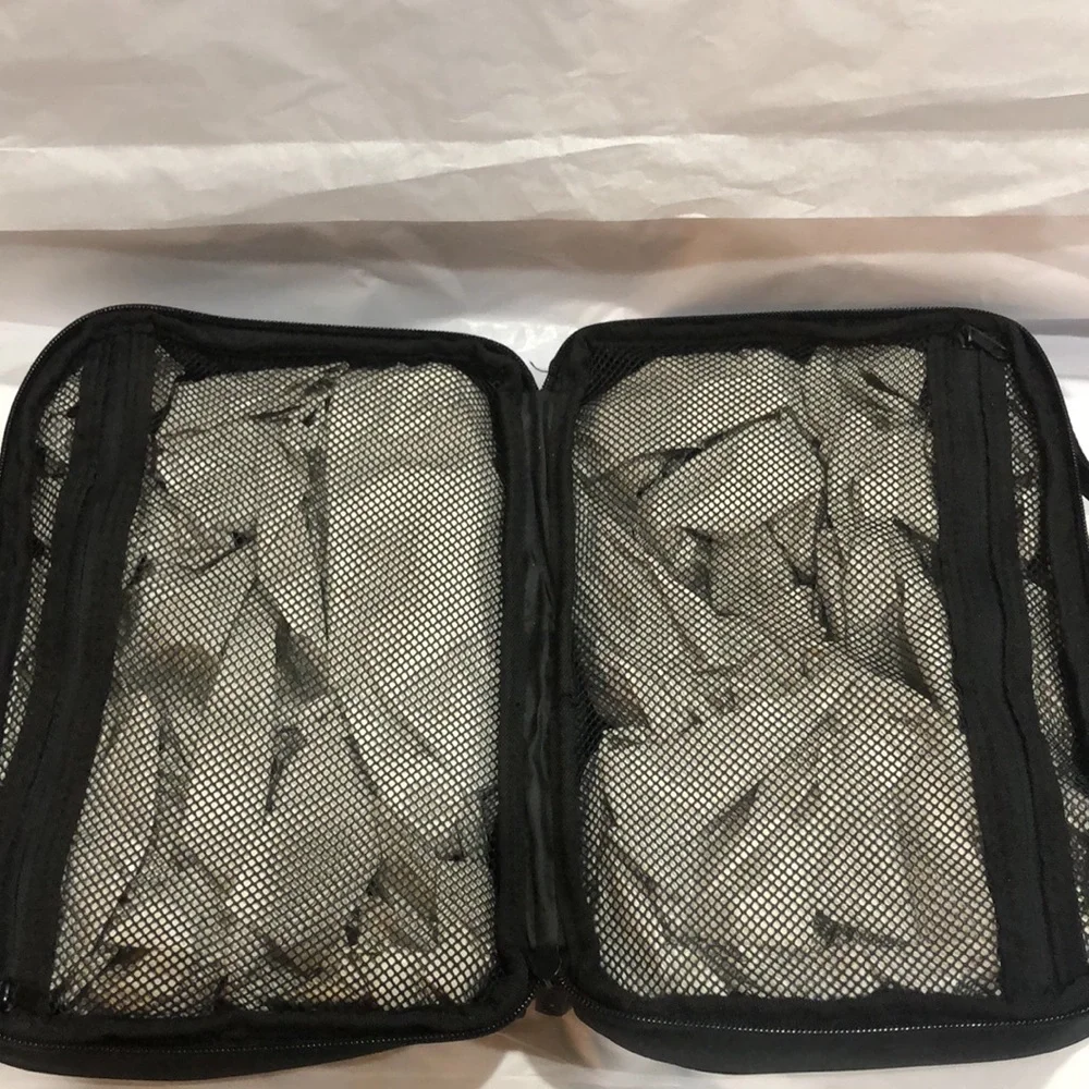 Hurley black large fold over zip‎ around travel beauty makeup case bag new